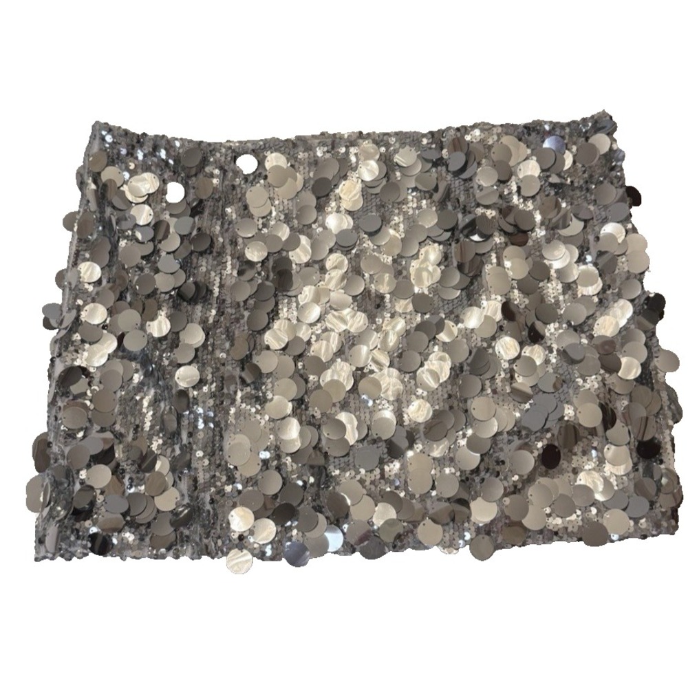 Edikted Silver Mirror Sequin Tube Crop Top XL Holiday Party Y2K Club Style NWT